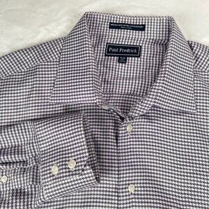 Paul Fredrick Mens Purple White Dobby Dress Shirt 18-36 Imperial 100s Cotton